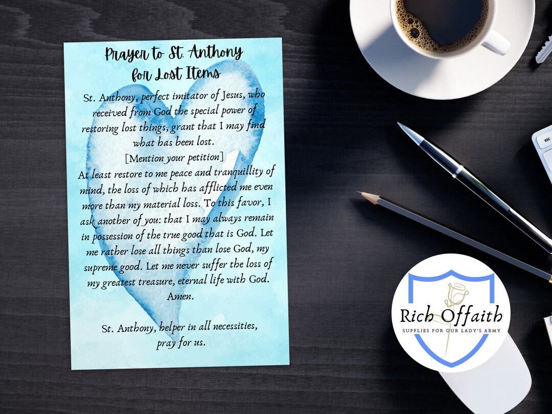 Find Lost Items Prayer to St Anthony Miracle Prayer Catholic Saints