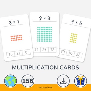 Moltiplicazione educativa 156 carte per bambini – Scarica 156 carte di moltiplicazione ispirate al metodo Montessori per imparare divertendosi a casa