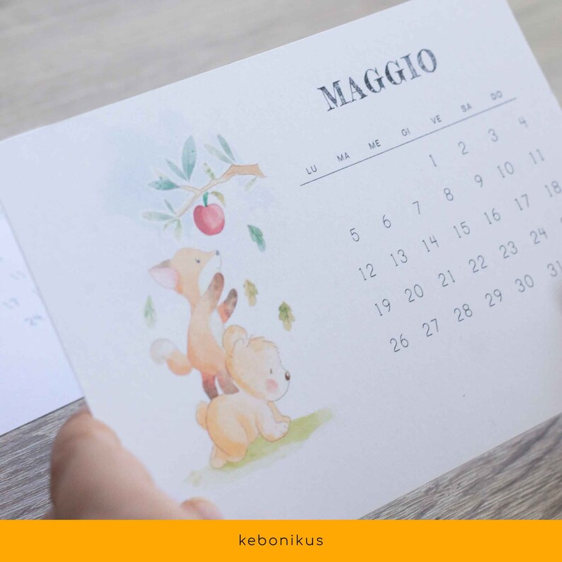 Set Di 7 Biglietti Bifacciali Legno Per Traguardi Bambini Carte Mensili