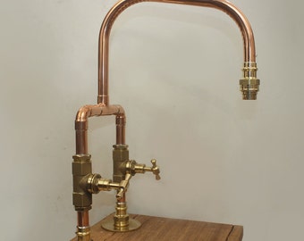 The Sturdy Copper - Handmade Industrial Faucet / Tap | Indoor Outdoor | Sink or Bathtub Exstensions | Unlacquered Vintage Patina