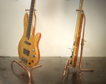 Unique Guitar Stand  | Copper & Brass  | for | Bass | Violin | Viola  | and the Uke...