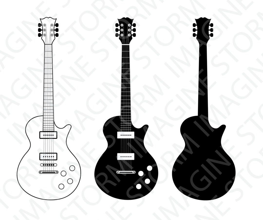 Electric Guitar Digital Vector Files SVG Png DXF PDF Eps Silhouette