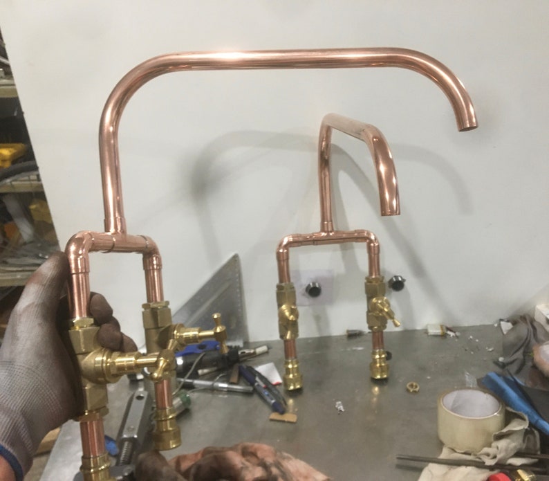 Bespoke Copper & Brass Swivel Mixer Tap / Faucet Raw Copper Etsy
