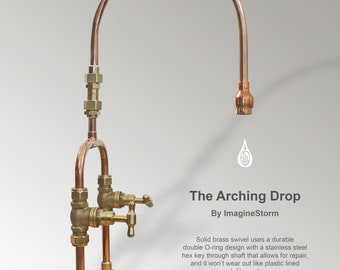 The Arching Drop Faucet of Copper & Brass | Swivel Mixer Tap | Solid copper, brass or cast iron bases available