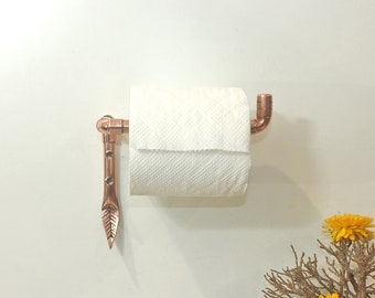 Copper Toilet Paper Roll Holder - wall mounted | single | copper | leaf detail