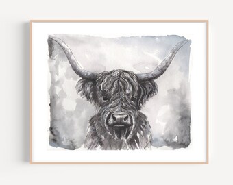 Highland Cow Print, Highland Cow Painting