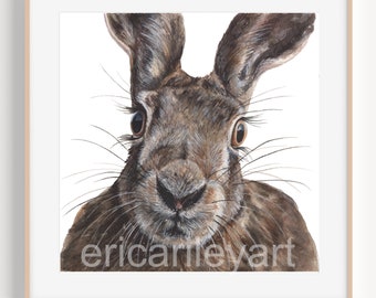 Rabbit Painting, Rabbit Art, Hare Painting, Hare Art Print