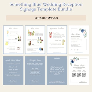 Something Blue Wedding Signage Bundle, Blue Wedding, Reception Bundle, Wedding Signage, Printable Signs, Instant Download