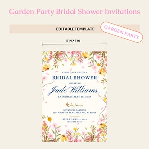 Bloemen bruids douche uitnodiging bloemen voor tuinfeest thema bruids douche, Instant Download
