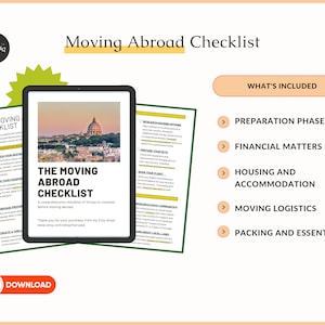 Moving Abroad Checklist Printable - Move Abroad Planning, Digital Nomad, Packing Checklist, Moving Checklist, Moving Guide, Digital Download