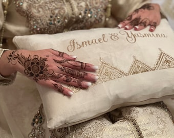 Gepersonaliseerd henna-ceremoniekussen, henna-dagkussen, henna-zitplaats, huwelijkskussen, met 30x50 vulling "FASSIMAJESTY"