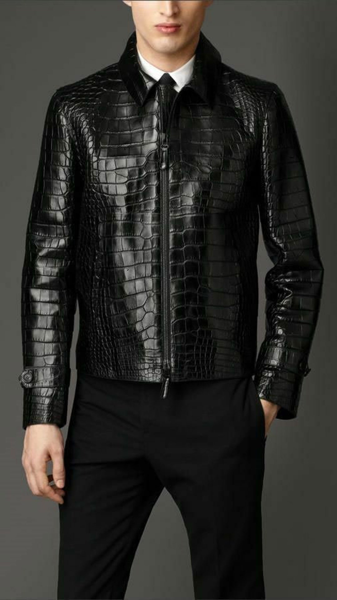 Crocodile Print Leather Jackets Genuine Cow Leather Available - Etsy