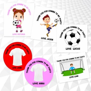 Personalised Party Football Stickers For Boys/Girls Thank You For Coming