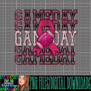 Gameday cancer awareness, pink, png file, digital download, Tshirt design