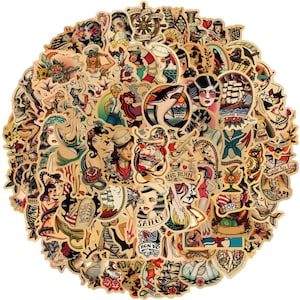 Vintage, Retro Tattoo Stickers | Random Sticker Packs