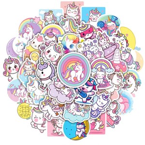 Unicorn Cartoon Stickers, Pastel Colors, Random Sticker Pack