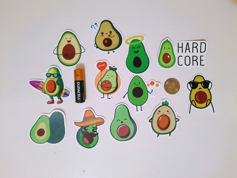 Cute Avocado Stickers | Fun Waterproof Vinyl Decal Pack - Etsy