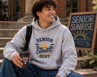 Hoodie met zonsopgang voor senioren 2027 | Grafische zonsopgang, schoolgeest