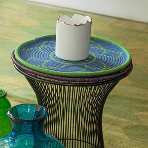 Handmade Ceramic Planter Vase: Gold Trimmed Wavy Edge