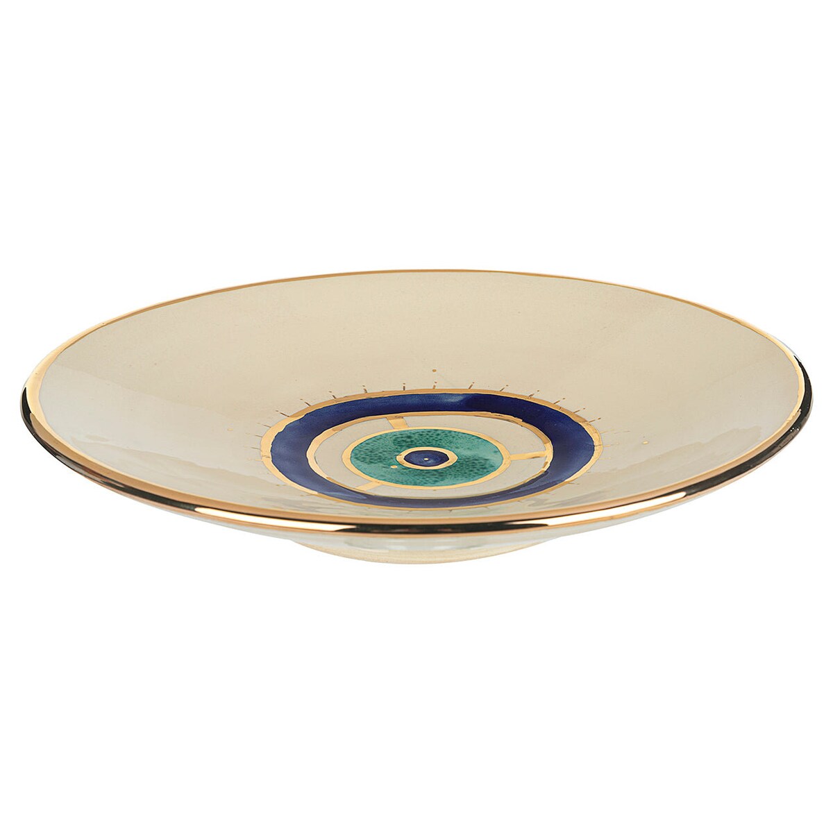 Evil Eye Gold Plated Plate mixed Blue Eye, Dessert Plate, Salad Plate, Wall Art Beige and Turquoise Nazar Modern Pottery, Display Plate - Etsy