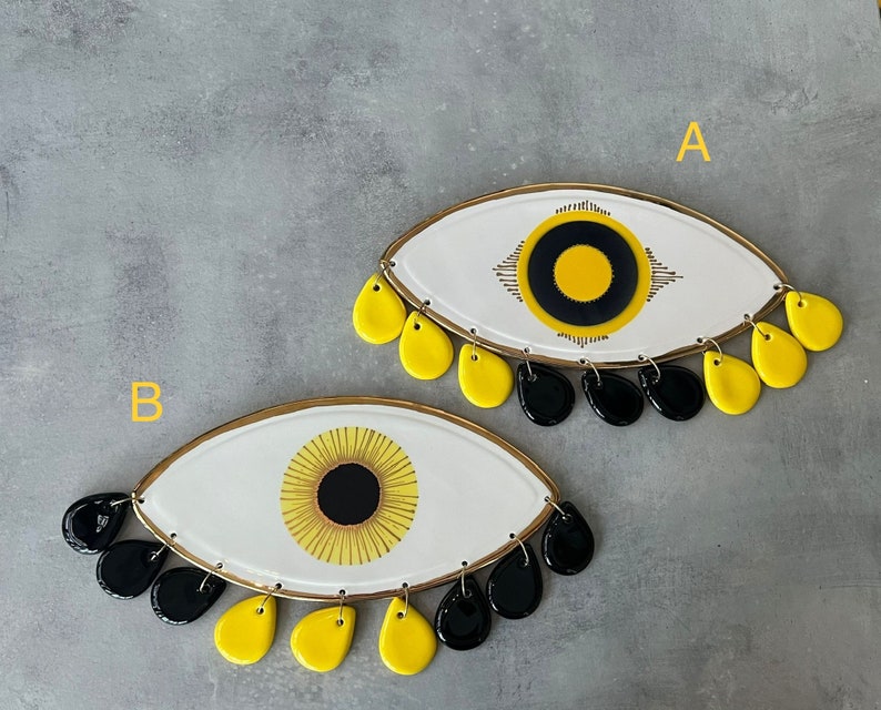Handmade Ceramic Evil Eye With Tears, the Eye, Evil Eye Wallhang With