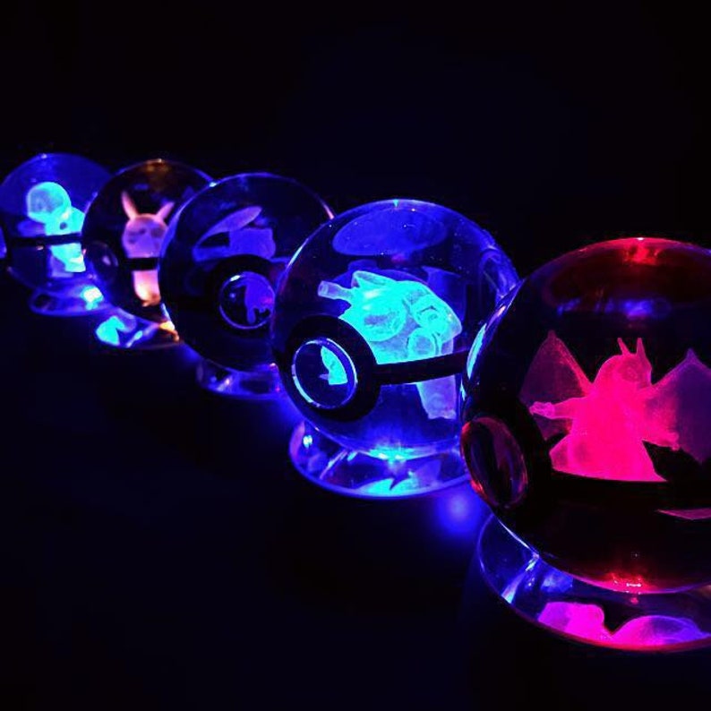 Pokemon Crystal Sphere 3D Pokeball Figures Laser Engraving Etsy