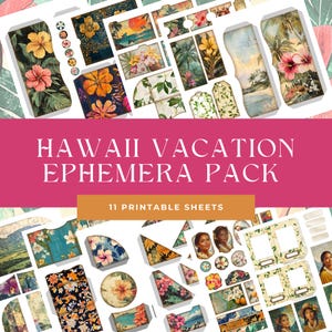 Hawaiian Vacation Ephemera Printable Pack |  Hawaiian Themed Junk Journal Digitals | Digital Download