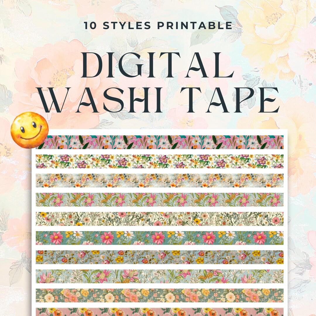 Watercolor Floral Washi Tape | English Garden Printable (digital ...