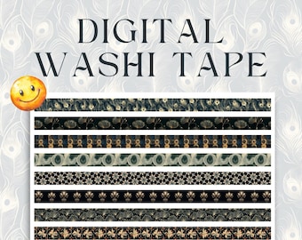 Dark Blue Floral Washi Tape | Printable Planner Stickers (Digital Download)