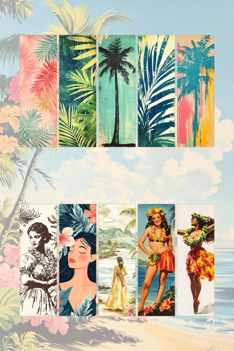 Hawaiian Junk Journal Bookmarks Bundle, Tropical Ephemera, Belly Bands ...