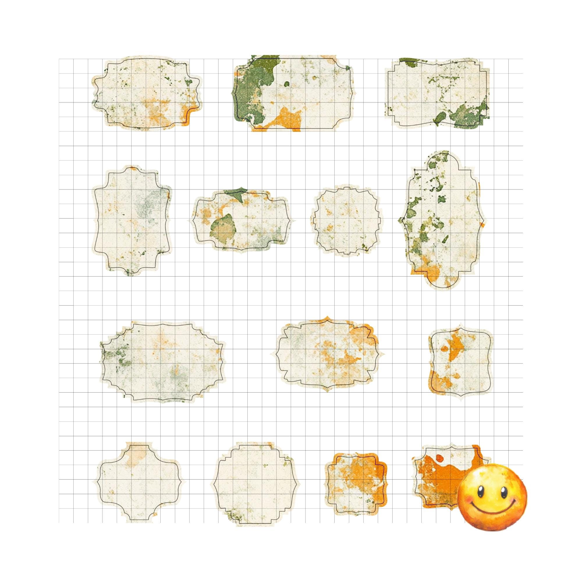 Printable Watercolor Sticker Labels White, Cream, Peach, Marigold ...