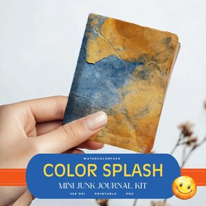Primary Color Watercolor Painted  MINI JUNK JOURNAL Printable | Art Themed Tiny Book | Miniature Journal | Digital Download | Scrapbooking