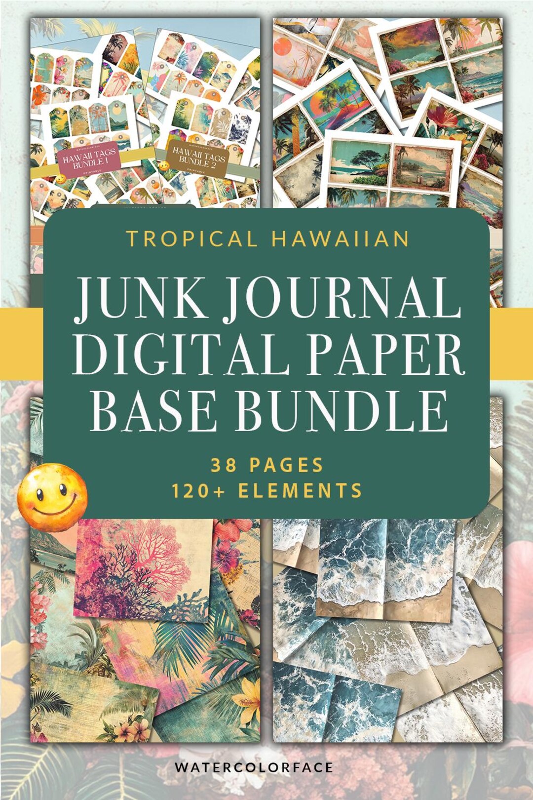 Hawaiian Junk Journal Digital Paper Base Bundle - FOUR Products ...