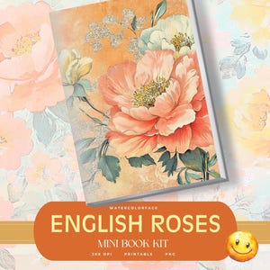 English Rose Garden Miniature Book Printable | Floral Themed Tiny Book | Miniature Diary | Digital Download | Dollhouse Books