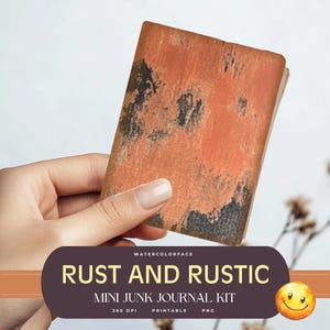 Rust Watercolor MINI JUNK JOURNAL Printable | Color Splash Themed Tiny Book | Miniature Journal | Digital Download | Scrapbooking Supplies