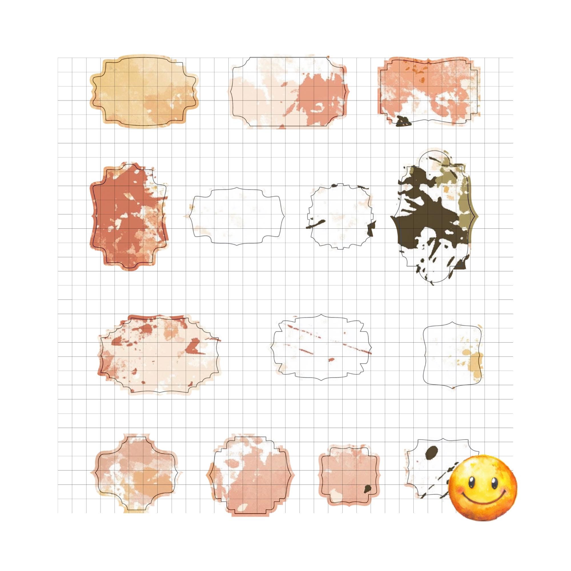 Printable Watercolor Sticker Labels White, Cream, Peach, Marigold ...