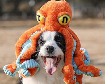 Handmade Q Big Octopus Dog Toy – Interactive Tug and Fetch Toy with Squeaker, Plush gift for dogs,Durable Dog Chew Toy,Fun Dog Toy,Birthday