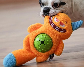 Interactive Plush Dog Toy: Treat Dispenser, Squeaky, Crinkle Tail
