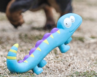 Squeaky Latex Lizard Dog Toy: Handmade Interactive Chew Toy