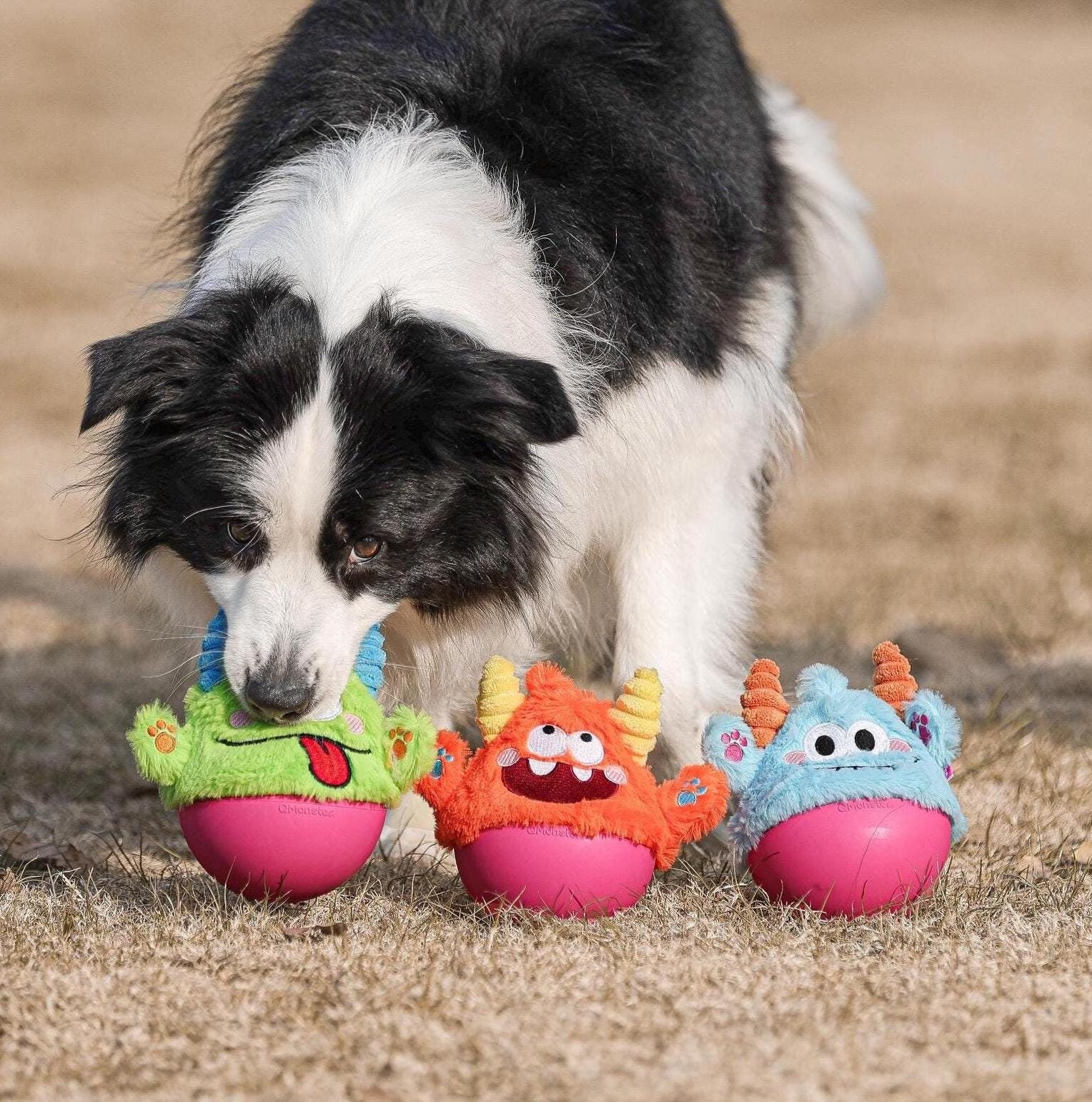 Interactive Tumbler Little Dog Toy - Squeaky Plush Toy with Rubber Base, Durable Dog Toy for Chewing & Dental Cleaning for Small, Large dogs