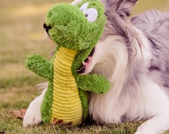 Long-Necked Crocodile Dog Toy: Plush Squeaky Eco-Friendly Pet Toy