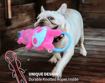 Handmade Knotted Bunny Dog Toy: Plush Squeaky Chew Toy