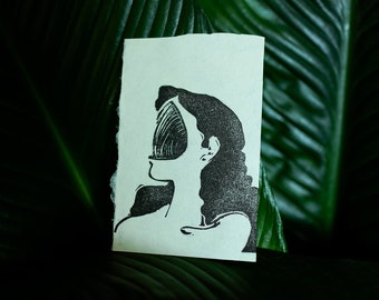 Mini Wood Cut, "Echo" // Relief Print // Hand Carved // Hand Printed // Original