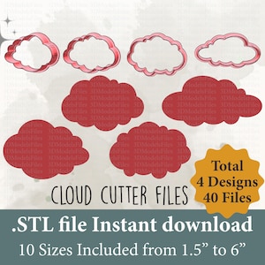 Cloud Cookie Cutter STL File: 3D Printable Design (Digital Download)