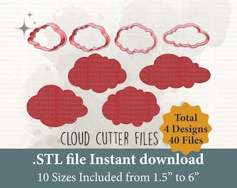 Cloud Cookie Cutter STL File: 3D Printable Design (Digital Download)
