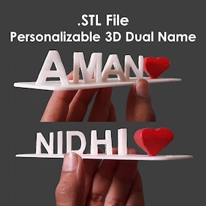 3D Flip Name, Custom 3D Name, Dual Name plank, 3D Printed Name, STL file for Custom Names