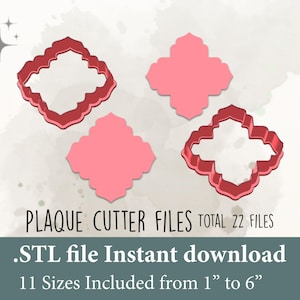 Plaque Cookie Cutter STL File – 3D Printable Digital Download for Custom Cookies & Polymer Clay Crafts