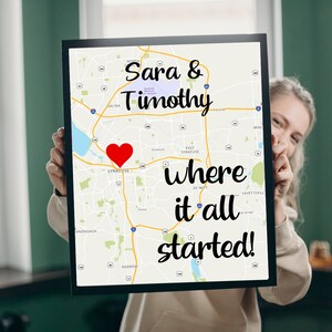 Where It All Started - Gerahmtes Poster - Jahrestag Geschenk - Valentinstag Geschenk - Hochzeitsgeschenk - Karte gerahmtes Poster