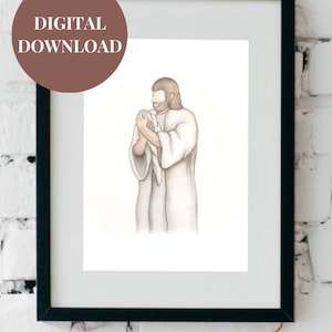 In His Loving Arms, Jesus holding baby, Nursery Decor, Miscarriage, Stillbirth