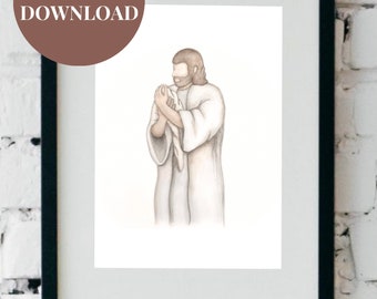 In His Loving Arms, Jesus holding baby, Nursery Decor, Miscarriage, Stillbirth